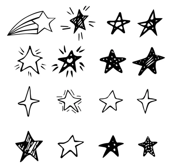 Étoiles Gribouillées Dessinées Main Eléments Illustration Vectoriels Pour Votre Design — Image vectorielle
