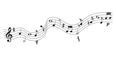 Müzik ekibi ve dizayn notaları. Ses, şarkı, sunum, ses için pankart.