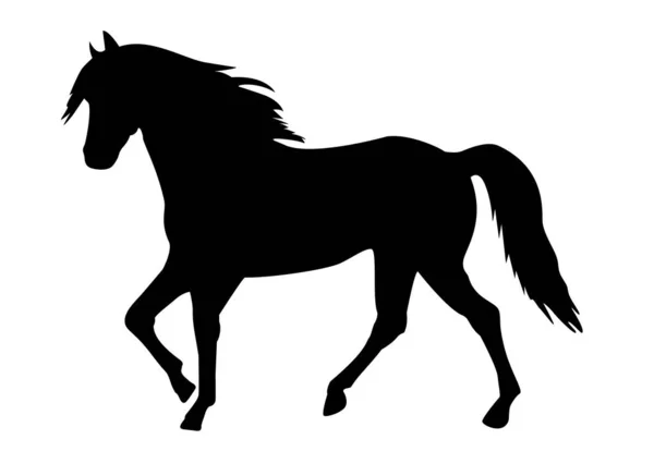Walking Horse Black Silhouette Isolated White Background Vector Illustration Patterns — ストックベクタ