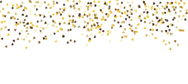 Gold Hearts Confetti Isolated White Background Vector Illustration Falling Golden — стоковый вектор