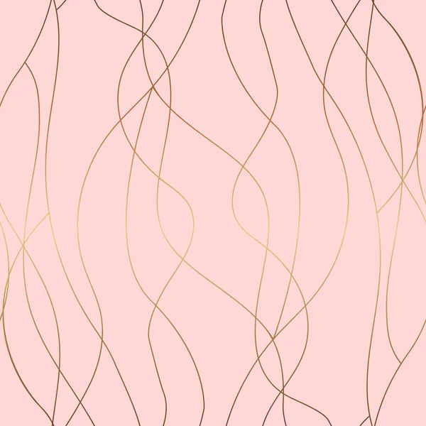 Pink background and vertical golden lines seamless pattern. Spring minimal wedding invitation. Dye flow style. Vector illustration.