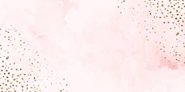Pembe suluboya, altın tozuyla sulandırılmış. Doğum günü, düğün, sevgililer günü için vektör illüstrasyon şablonu, Anneler Günü, bir kız kartı, alıntılar ve daha fazlası..
