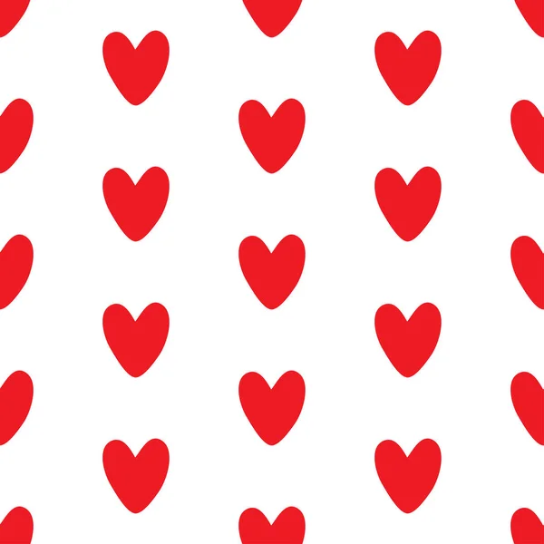 Rode Schattige Doodle Harten Naadloos Patroon Witte Achtergrond Mode Liefde — Stockvector