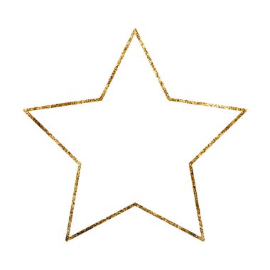 Beyaz arka planda izole edilmiş parıldayan altın yıldız çerçevesi. Kartpostal, davetiye, doğum günü, baskı için lüks vektör teşhisi, teşekkür kartı. Metnin için boşluk kopyala.
