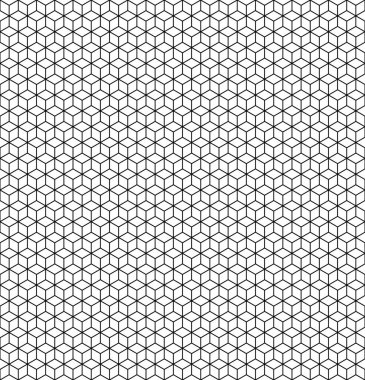 Altıgen geometrik dikişsiz desen. Soyut grafik tasarım, 3 boyutlu küp deseni. Kapak, poster, kağıt, web arkaplanı için vektör illüstrasyonu.