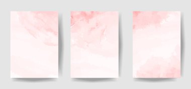 Pembe suluboya ıslak yıkama, 5x7 davetiye arkaplan koleksiyonu. Doğum günü için vektör illüstrasyon şablonu, düğün, bir kız kartı, sosyal medya, poster, Anneler Günü, Sevgililer Günü.