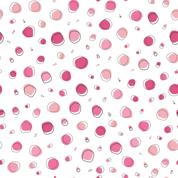 Розовые Круглые Органические Формы Черным Штрихом Бесшовный Узор Векторная Иллюстрация — стоковый вектор