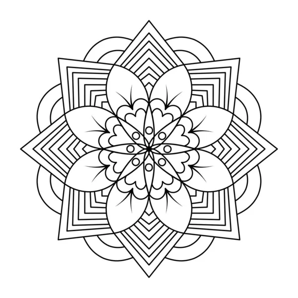 Handgezeichnete Mandala Kunst Mit Floralem Kritzelmuster Vektor Illustration Isoliert Auf — Stockvektor