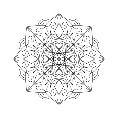 El çizimi mandala sanatı. Renklendirme sayfası, meditasyon, baskı ve daha fazlası için beyaz arkaplanda izole edilmiş vektör illüstrasyonu.