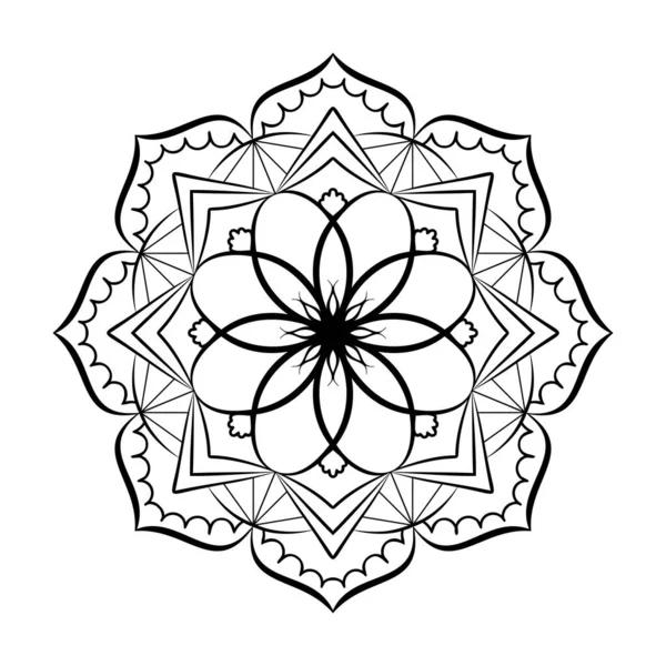 Met Hand Getekend Ontwerp Mandala Kunst Vector Illustratie Geïsoleerd Een — Stockvector