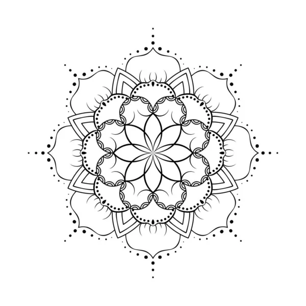 Tracé Main Mandala Art Illustration Vectorielle Isolée Sur Fond Blanc — Image vectorielle