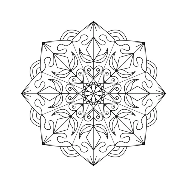 El çizimi mandala sanatı. Renklendirme sayfası, meditasyon, baskı ve daha fazlası için beyaz arkaplanda izole edilmiş vektör illüstrasyonu.