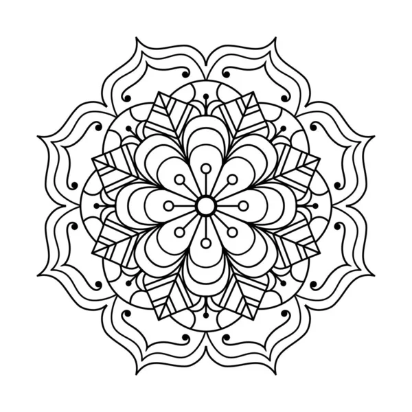 Hand Drawn Outline Mandala Art Vector Illustration Isolated White Background — ストックベクタ