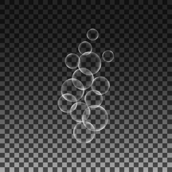透明な背景の現実的な水の泡 あなたのデザインのベクトルイラスト — ストックベクタ