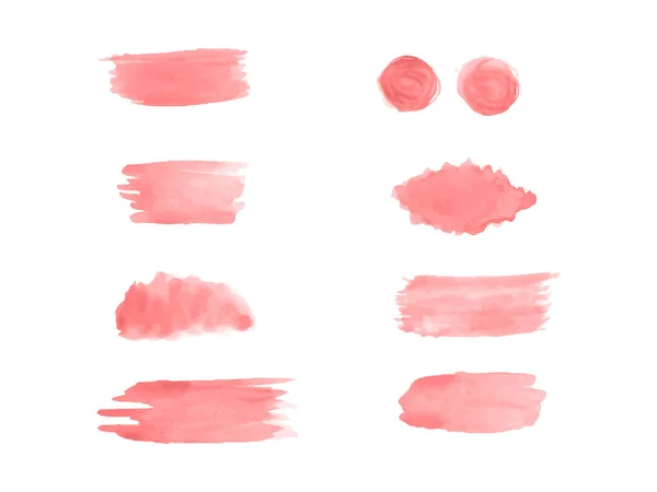 Set Pink Watercolor Wet Wash Splash Brush Background Vector Illustration — Stockvektor