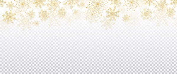 Luxury Elegant Poster Template Design Shining Golden Snowflakes Transparent White — Vetor de Stock
