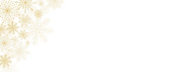 Luxury Elegant Poster Template Design Shining Golden Snowflakes White Background — Vetor de Stock
