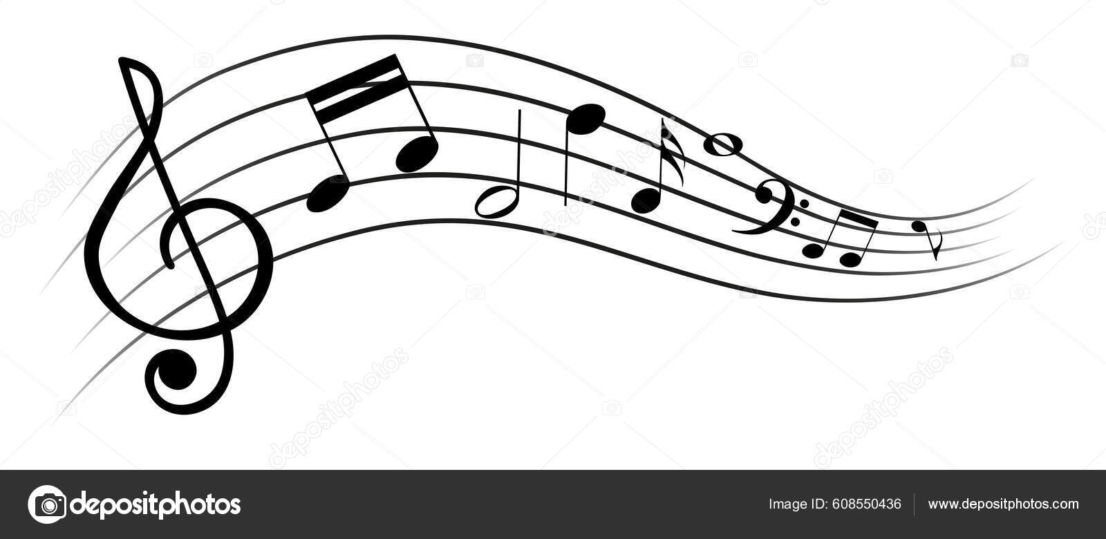 Met hand getrokken zwarte muziek staf met treble sleutel diverse