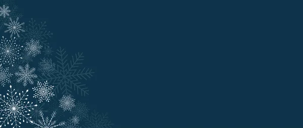 Winter Marineblauen Hintergrund Mit Schneeflocken Silberne Schneeflocken Auf Dunklem Hintergrund — Stockvektor
