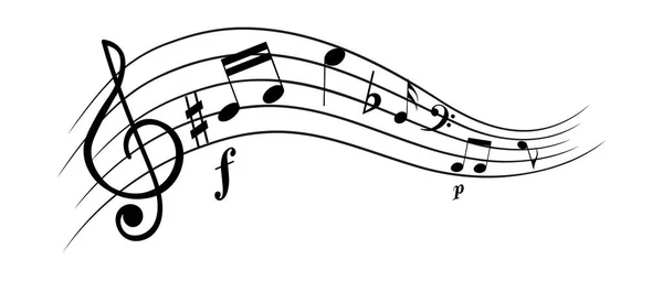 El çizimi siyah müzik ekibi ve çeşitli notalar beyaz arka planda izole edilmiş dalga tasarımı. Ses, şarkı, sunum, banner, poster, ses, kapak, kart tasarımı için izole vektör ilülasyon ögesi