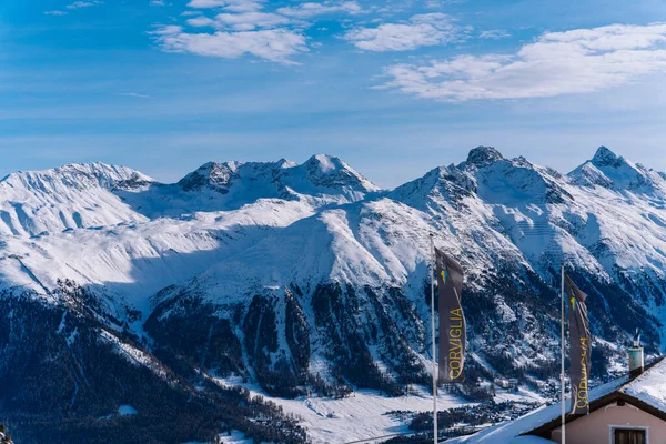 Vista Montanha Corviglia Mortiz Suíça — Fotografia de Stock
