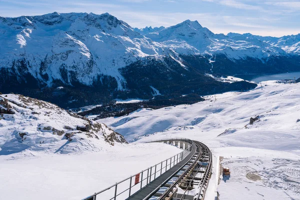 Cable Car View Corviglia Mountain Mortiz Switzerland — Stock Photo, Image