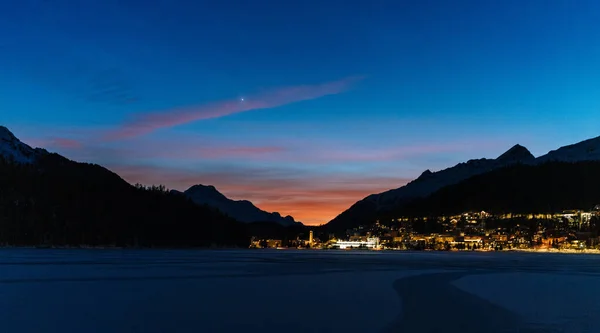 Lac Saint Moritz Suisse Nuit — Photo