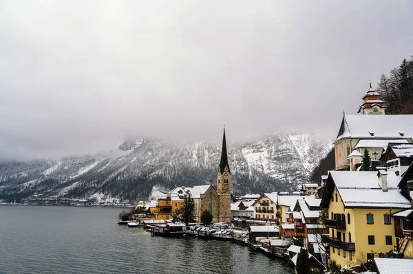 Aldeia Hallstatt Áustria Inverno — Fotografia de Stock