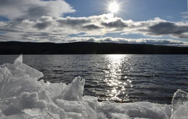 Lago All Inizio Dell Inverno Sainte Apolline Quebec Canada — Foto Stock