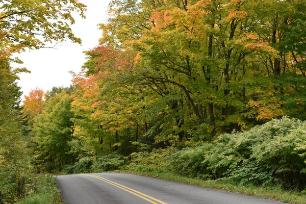 Sonbaharda göl yolu, Saint-Aubert, Quebec, Kanada