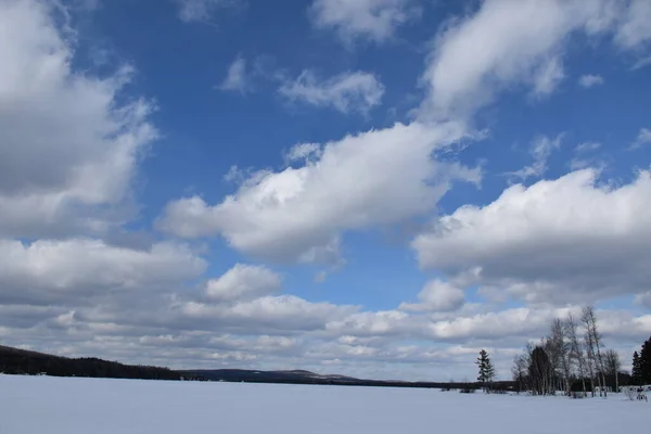 Lago Inverno Lac Frontiere Quebec Canada — Foto Stock