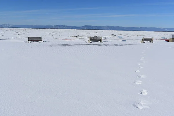 Kışın rıhtım, Montmagny, Quebec, Kanada