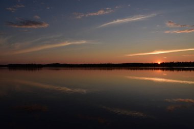 Sunset at the Mirage Outfitter, Transtaiga road, Baie James, Quebec, Canada