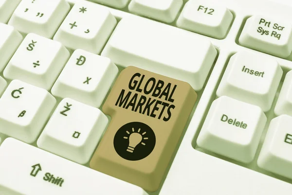 Text caption presenting Global Markets. Word Written on Trading goods and services in all the countries of the world Developing New Interactive Website, Editing Programming Codes — Stock Photo, Image