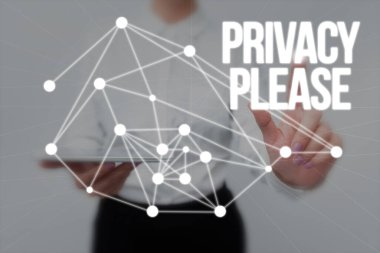 El yazısı metin mahremiyeti lütfen. İş özeti, birinden kişisel alanınıza saygı göstermesini istemek Sanal Tuşa Basıp Geleceği Gösteren Bayan Tutma Tableti 'ni bırakın.