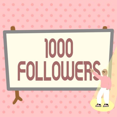 Kavramsal başlık 1000 takipçi. Instagram Renkli Tasarım Görüntüleme İletisi, Soyut Tartışma Önemli Haberler 'de birini takip eden kişi sayısı için kelime