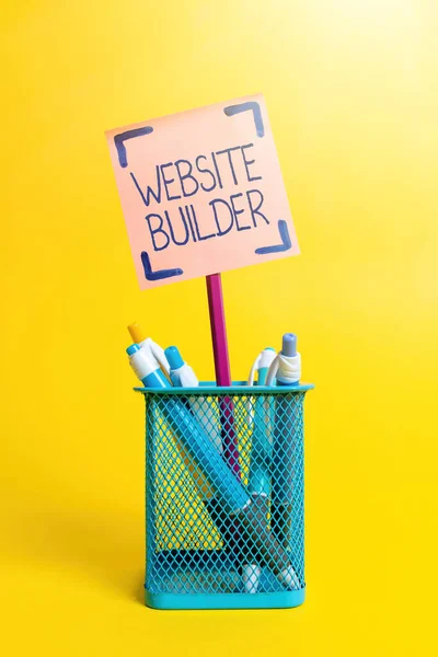 Inspiration montrant signe Créateur de site Web. Mot écrit sur la construction de sites Web sans édition manuelle de code Présentation d'idées colorées Affichage de pensées fraîches Envoi d'un message — Photo