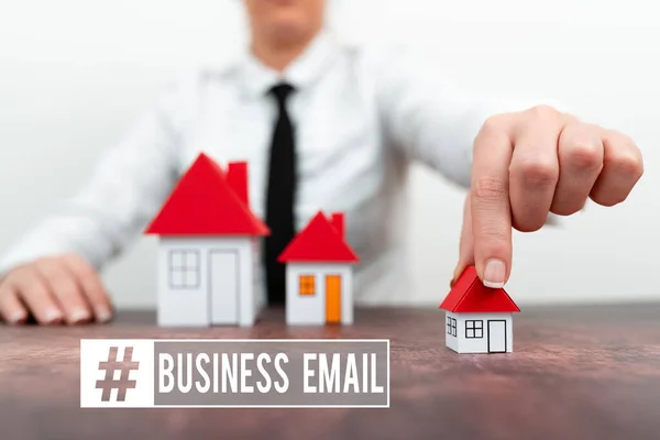 Conceptual display Business Email. Business concept the email which you use specifically for your business Different plans for houses represented by business woman