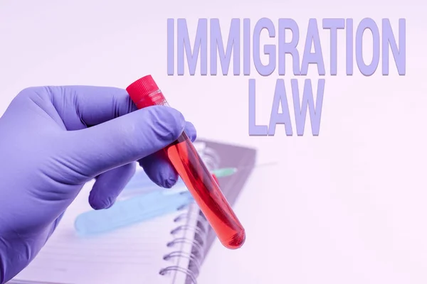 Hand writing sign Immigration Law. Word for national statutes and legal precedents governing immigration Writing Important Medical Notes Laboratory Testing Of New Virus Medicine