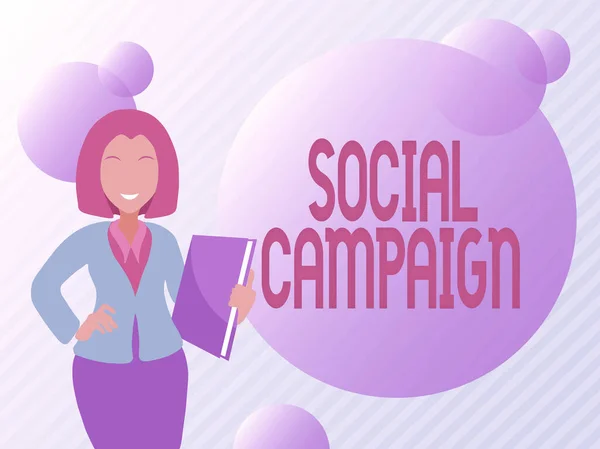 Hand writing sign Social Campaign. Business concept use social media platform to improve brand awareness Abstract Discussing Important News, Explaining And Reporting Concept