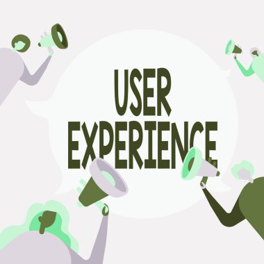 El yazısı metin kullanıcı deneyimi. İnternet Konsepti özelliklede insanların megafonlarını tutarak birbirleriyle konuşmalarını kullanmanın ne kadar keyifli olduğu konusunda.