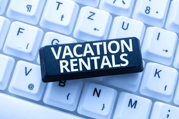 Conceptual caption Vacation Rentals. Business approach Renting out of apartment house condominium for a short stay Creating A New Book, Playing Computer Games, Copywriting New Content — Stock Photo, Image