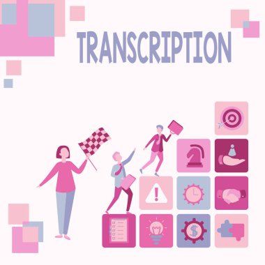 Kavramsal başlık Transkripsiyon. Bir şeyin yazılı ya da basılı bir sürümünün iş vitrini. Hayal gücünü daktilo edilmiş hikayelere dönüştürme, yeni hesap kaydı.
