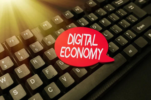 İlham veren Dijital Ekonomi metni. Dünya çapında ekonomik faaliyetler ve teknolojiler ağı Soyut Çevrimiçi Daktilo Yarışması, Komik Çevrimiçi Fikirler Oluşturma