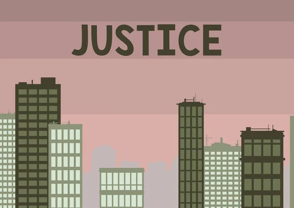 Напиши знак "Правосуддя". Бізнес-шоу безстороннє коригування суперечливих заяв або призначень Multiple Skyscrapers Drawing Showing City Skyline. — стокове фото