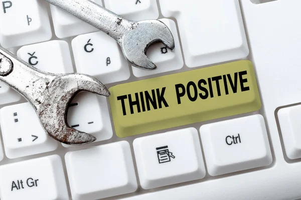 Visualizzazione concettuale Pensare positivo. Business concept La tendenza ad essere positivi o ottimisti nell'atteggiamento Connettersi con gli amici online, fare conoscenza su Internet — Foto Stock