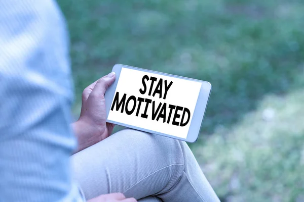 Podpis wyświetlający Stay Motivated. Internet Concept Nagroda siebie za każdym razem, gdy osiągniesz cel z wiedzy Voice and Video Calling Capabilities Łączenie ludzi razem — Zdjęcie stockowe