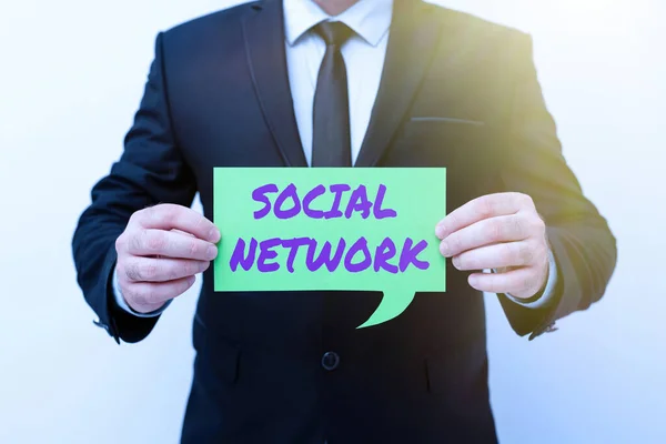 Didascalia concettuale Social Network. Business idea Interazioni Condivisione di informazioni Relazione interpersonale Presentazione di nuovi piani e idee Dimostrazione del processo di pianificazione — Foto Stock