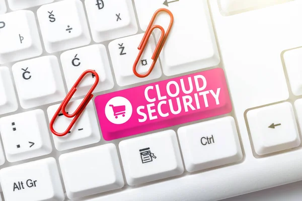 Текст, показывающий вдохновение Cloud Security. Понятие "Защита сохраненной информации" Контролируемая технология Практика Точность ввода текста, проверка знаний в области машинной печати — стоковое фото