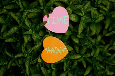 Zaman Yönetimini gösteren metin işareti. İş genel bakış açısına göre, 